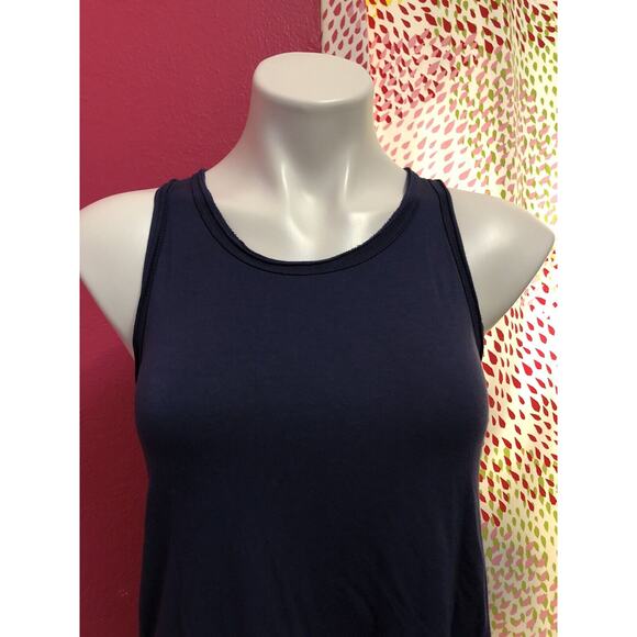 June & Hudson sleeveless Navy blue blouse women's XS Open Back distressed - Picture 1 of 6